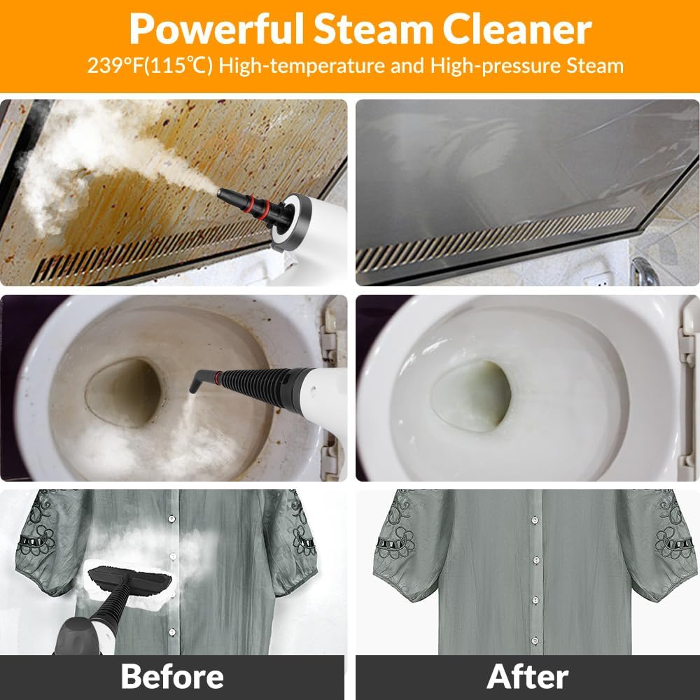 Handheld Pressurized Steam Cleaner with 12 pcs Accessories