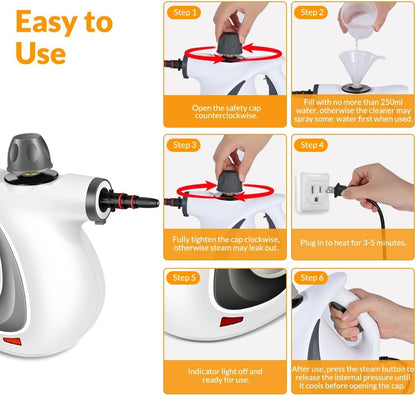 Handheld Pressurized Steam Cleaner with 12 pcs Accessories
